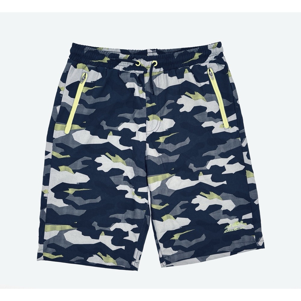 Eddie Bauer Youth Boys Hybrid Short Black Camo Swim Or Everyday Quick Dry Sz 14